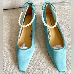 NWT C. Paravano  blue satin flats